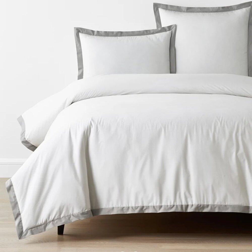 The Company Store Solid Border Classic Cool Cotton Percale Duvet Cover- Double